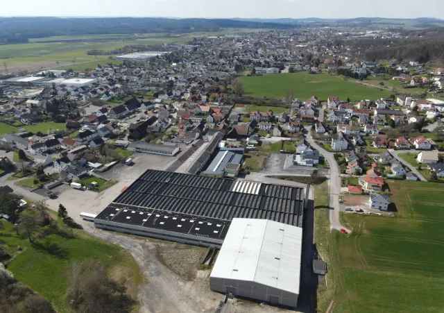 Blick über das Knorr-Gelände in Richtung Ortszentrum